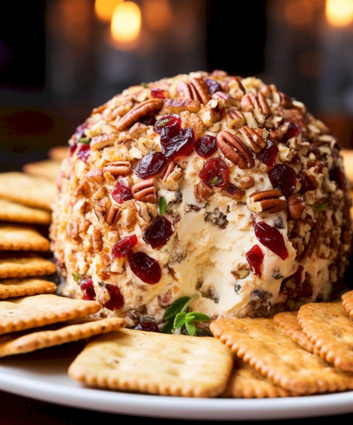 Bola de Queso con Nueces y Arándanos