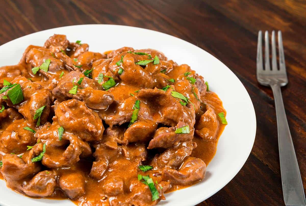Mollejas de pollo cocinadas