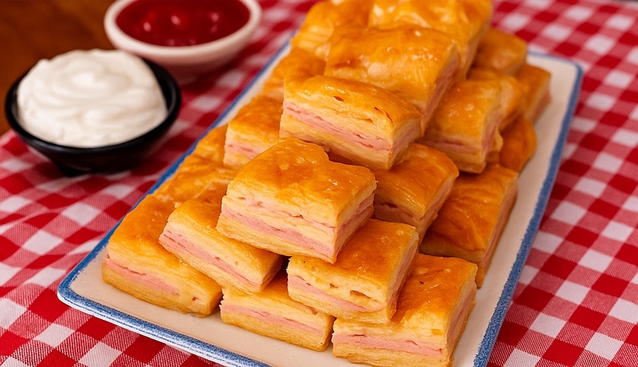 ¡Bocaditos de Hojaldre con Jamón y Queso! Un Aperitivo Rápido, Delicioso y Súper Rentable para Tu Cocina