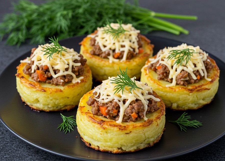 Nidos de puré de papa rellenos: crujientes por fuera, cremosos por dentro