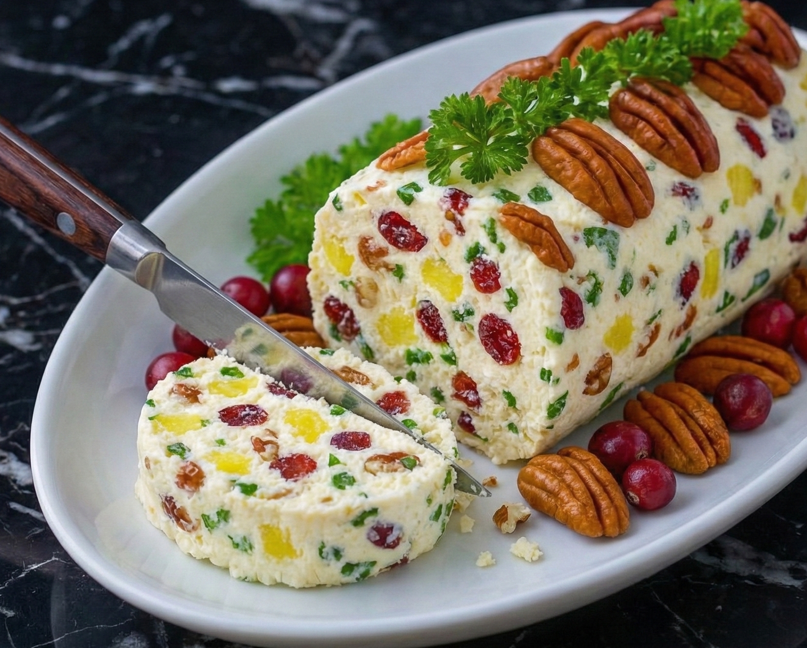 Tronco de Queso Crema con Piña y Arándanos: El Aperitivo Gourmet que Salvará tus Fiestas