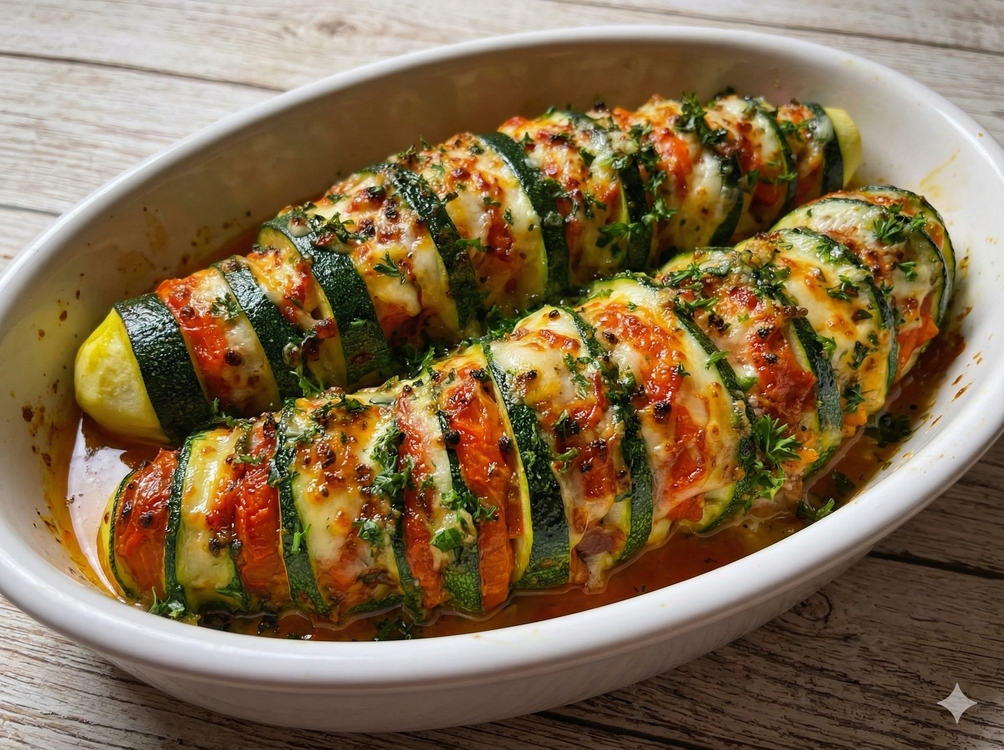🥒 Calabacines al Horno con Tomate y Queso: Receta Fácil, Saludable y Deliciosa