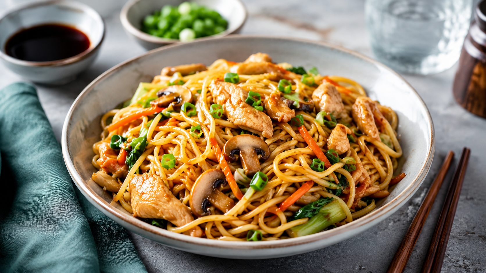 🥡 Fideos Chinos con Pollo Estilo Lo Mein: Receta Casera Fácil, Sabrosa y Llena de Sabor Oriental
